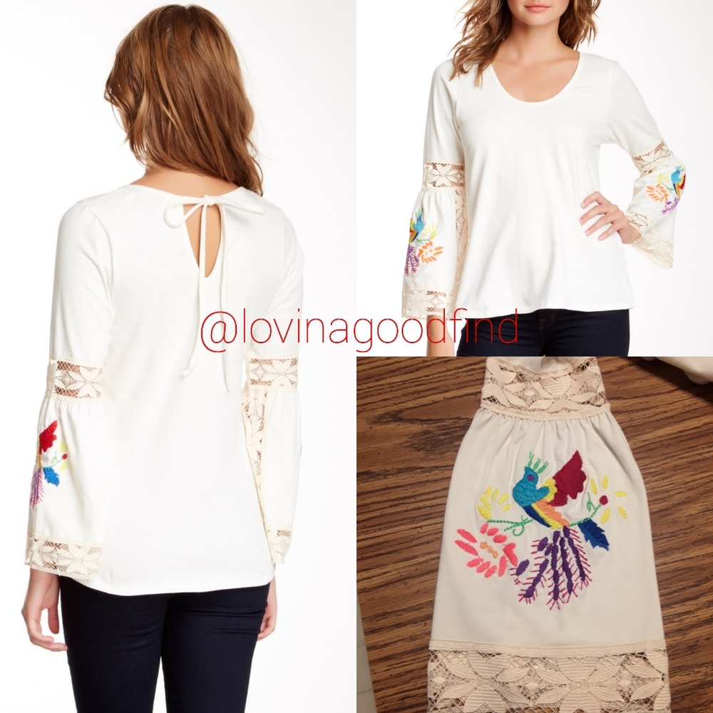 Vava by Joy Han Boho Jessi Embroidered Blouse EUC sz S